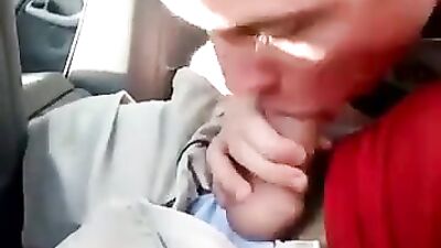 Blond Amateur Boy Sucks Daddys Cock in the Car: Oral Fun and Cum Shots!