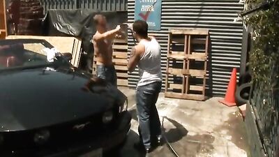 Garage Jocks Gay Porn Adventure: Three Mechanics Suck and Fuck!