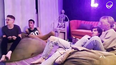 Group Sex Orgy: Twink Boys Ditch Games for Huge Cocks!