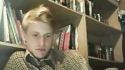 Blond Teen Pleasures Himself in the Library Boys Porn - Solo Masturbation
