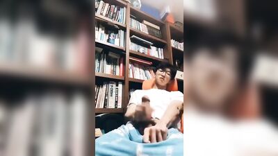 Asian Jerks in Home Library - Cum Shots for Boys!