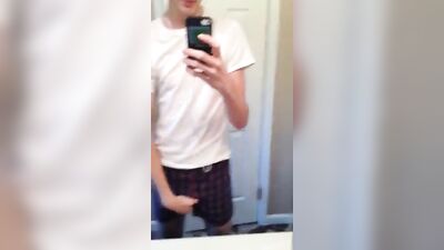 Twink Jizz in the Bathroom Selfie Porn