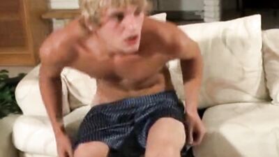 Blond Twink Goes Wild in the Bedroom: Moaning and Meat Beating Porn