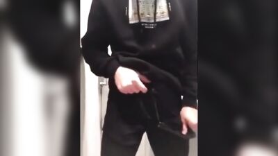 Train Bulge: Muscled Dude Gets Ready for Action in the Bathroom!