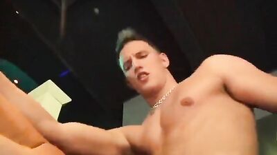 Group Sex Bareback Party: Blond Muscle Boys Cum Shots Oral Sucking Licking