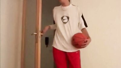 Blond Twink Basketball Jock Porn: Jake Striptease and Cum Play
