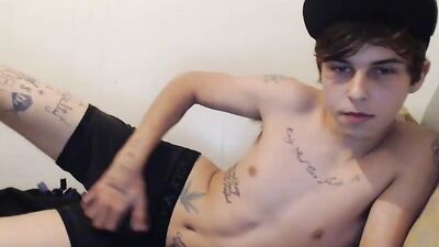 Gay Porn Star Cam Show: Ink & Sex with Hot College Boy