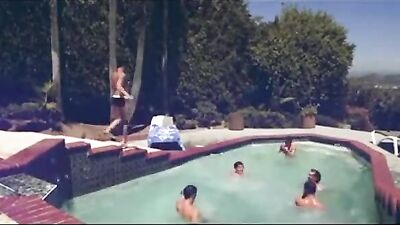 Gang Bareback Bangers in the Pool - Ass Play Big Cocks!!