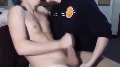 Two Blue-haired Guys Jizz in Each Others Face after Finger-fucking and Jerking Off!!