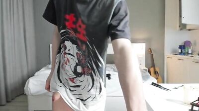 Jerking Off with Precum and Cum in a Condom - Gay Boys Porn Action!