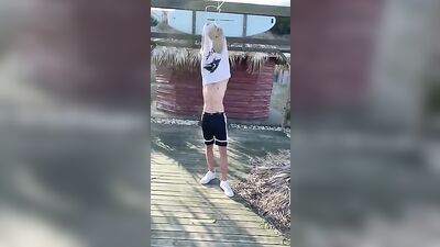 Strip Twink Public Handjob!