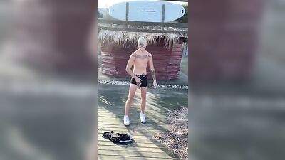 Strip Twink Public Handjob!