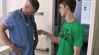Gay Porn - Doctor Bareback Rims Curious Son