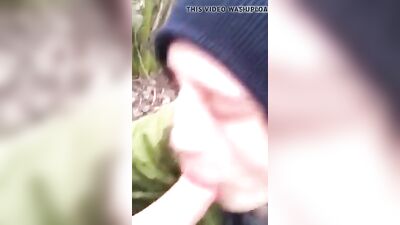 Gang of Ladies Sucking Outdoor Cum Mix!