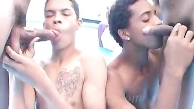 Latino Man Foursome - Black Cocks and Oral Action