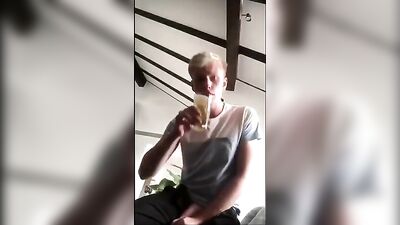 Blonde Twink Pisses in Glass - Drinks and Swallows his Own Urine!