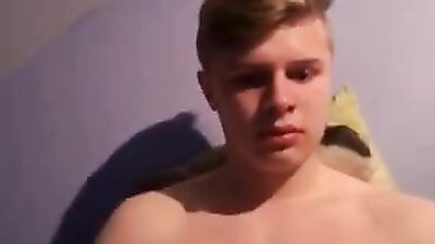 Masturbating Blond Lad in Tight Blue Shorts - Gay Boys Porn!