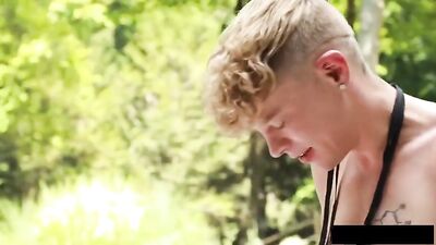 Curly-Haired Twinks Flip by the Pool - Bareback Fun and Cum Shots!