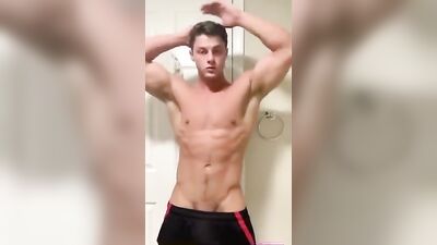 College dude beats off after working out gets him horny
