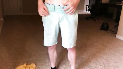 Dude strips down after class for wild gay masturbation with his hot home boys - DP and Oral!