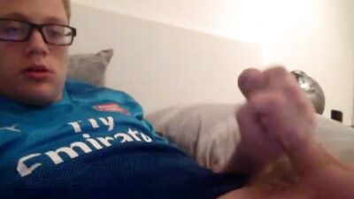 Nerdy glasses blond boy porn jerks off