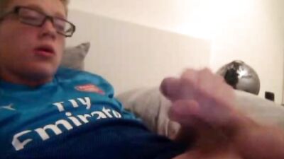 Nerdy glasses blond boy porn jerks off