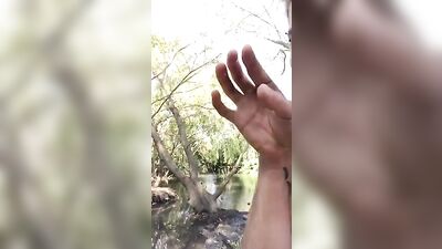 Young Cutie Shoots in His Own Mouth Outdoors - Amateur Public Handjob Fetish Solo Voyeur