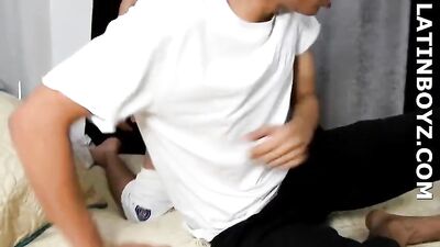 Latino Threesome Heat - Oral, Handjob and Bareback Action with Hot Couple!