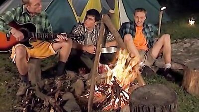 Campfire Frenzy: Bareback Group Cumshots
