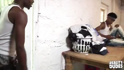 Black Flip Flop Gangbang - Two Young Black Guys in Action!