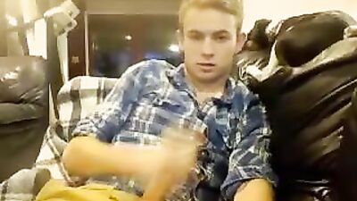 Young Blondie Masturbating in the Living Room