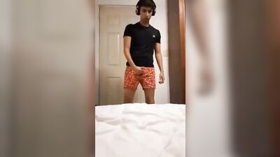 Gay Porn Twink Milks His Cock All Over the Sheets in Cum On My Sheets