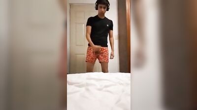 Gay Porn Twink Milks His Cock All Over the Sheets in Cum On My Sheets