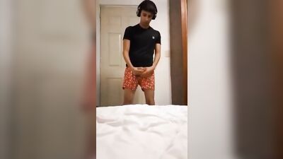 Gay Porn Twink Milks His Cock All Over the Sheets in Cum On My Sheets