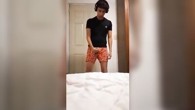 Gay Porn Twink Milks His Cock All Over the Sheets in Cum On My Sheets