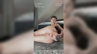 Tatted stud satisfies his dildo in a big way!