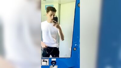 Cumming on the Train: Gay Porn Boys Ultimate Bathroom Experience!