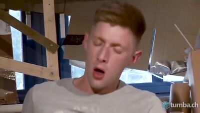 Gay Porn Twink: Riding Huge Dick Against the Wall