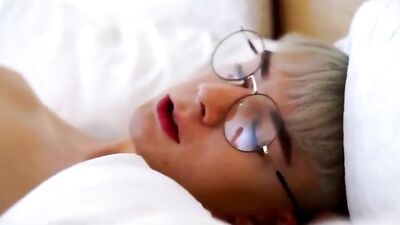 Raw Blonde Threesome: Glasses-Wearing Cutie Gets Double-Penetrated by Big Cocks!