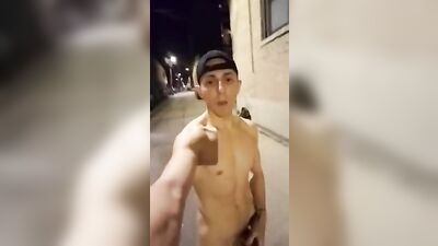 Gay Porn: Risky Public Nudity - Jock Twink Gogo Boy Strips and Shoots Major Load in a Back Alley!