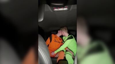 Gay Soccer Boys Bareback in Car Fetish Video