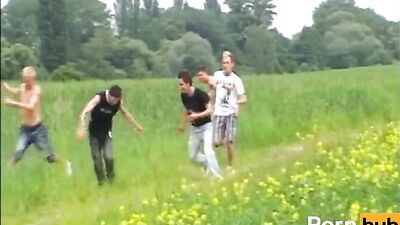 Country Day Cumfesters: Rimming, Sucking and Fucking Five Boys Gay Porn!
