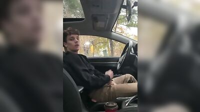 Discovering Amateur Twinks - Cute Boy Masturbates in His Car Gay Porn!
