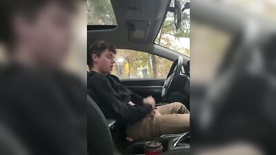 Discovering Amateur Twinks - Cute Boy Masturbates in His Car Gay Porn!