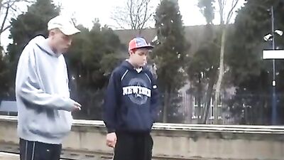 Skaters Smoking and Spitting Adventure with Twink Tube
