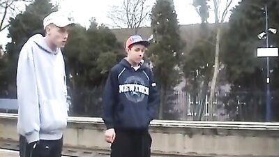 Skaters Smoking and Spitting Adventure with Twink Tube
