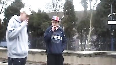 Skaters Smoking and Spitting Adventure with Twink Tube