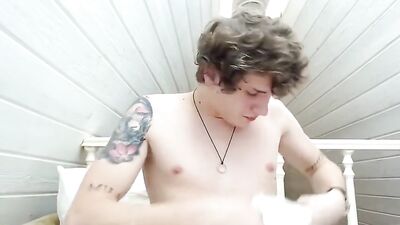 Tattooed Twink with Uncut Cock Web-Cam Show!
