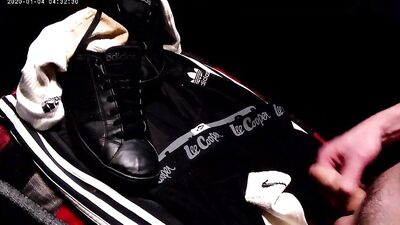 Sexy Scally Shoots Cum on His Clothes in the Chavs Bedroom!