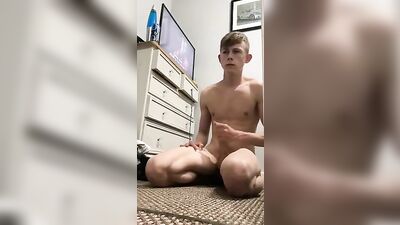 Gay Porn Slow Strokes Hard Dick Bed Floor Dude